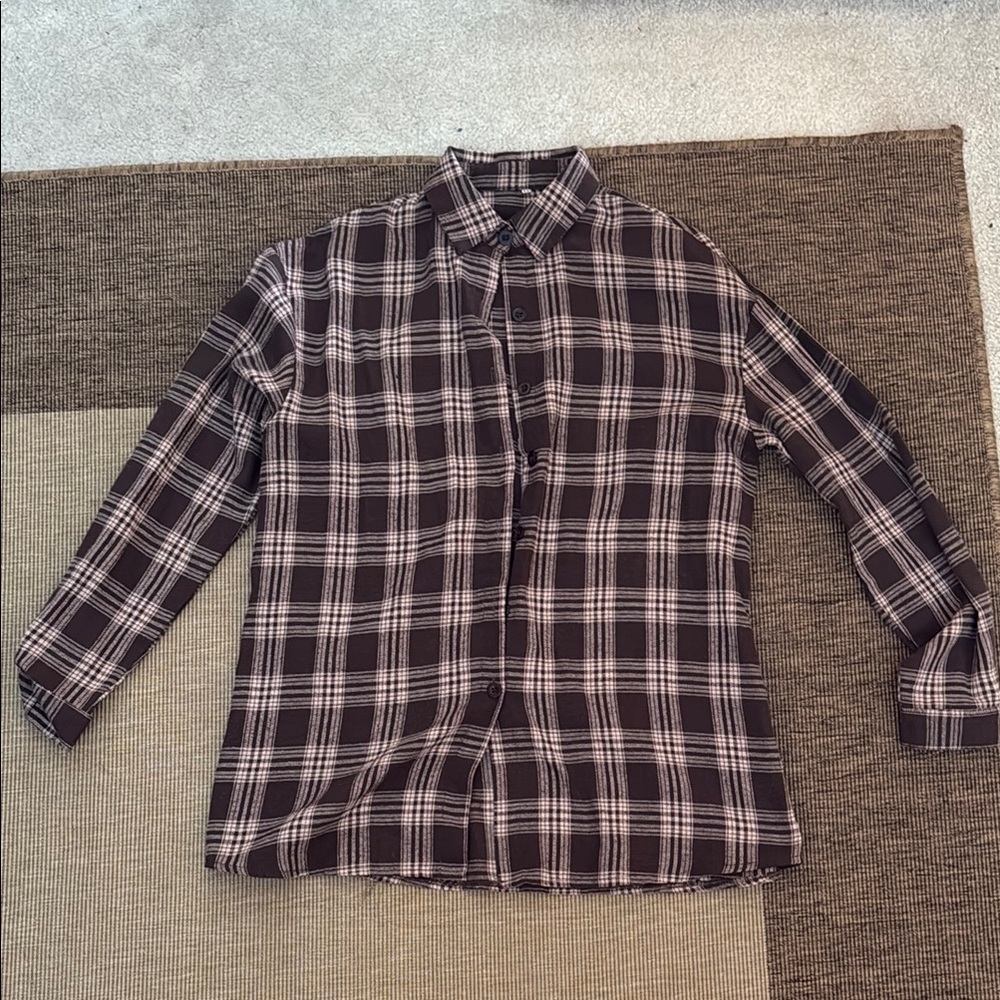 Men's Black and White Plaid Shirt
